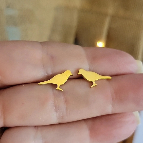 Songbird Silhouette Stud Earrings - Picture 1 of 5
